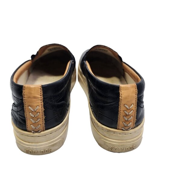 Soludos Leather Embossed Croc Bondi Platform Sneakers Black Size 10 - Picture 9 of 11